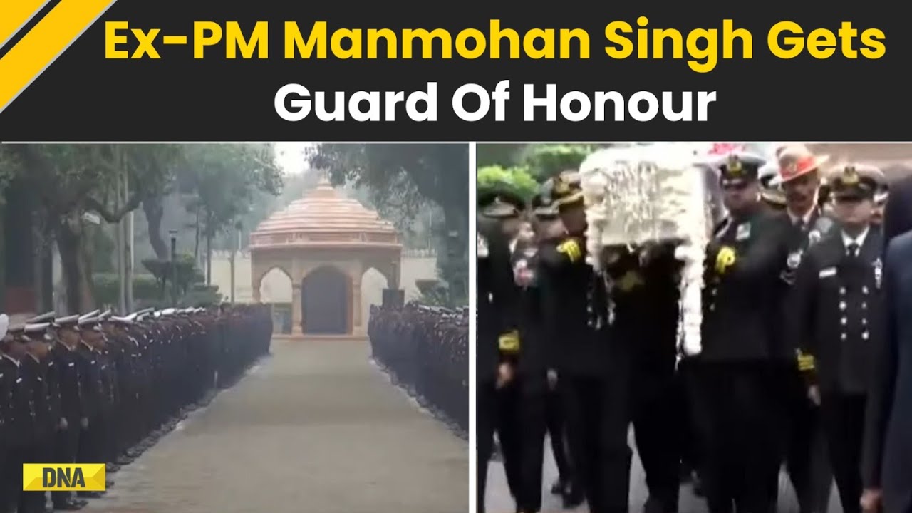 Manmohan Singh Death: In Video, Former PM Manmohan Singh Gets Guard Of Honour | Nigambodh Ghat