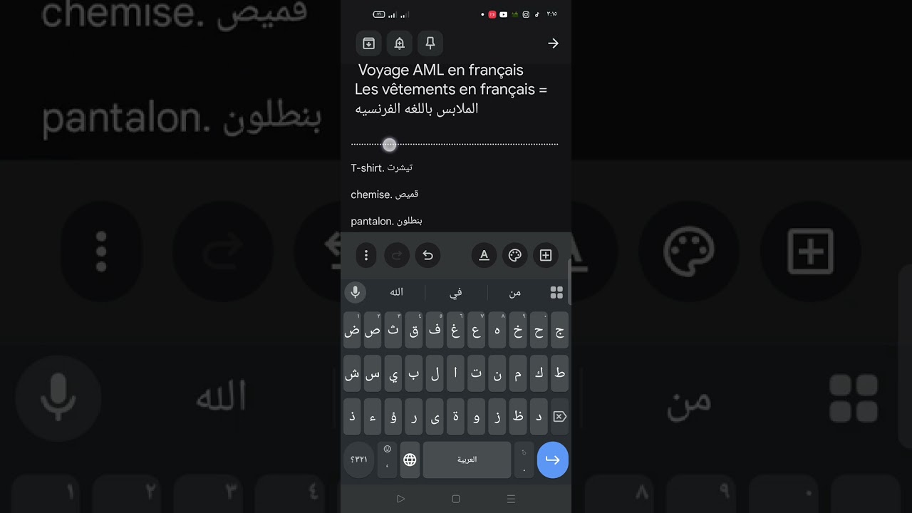 رحلة أمل في اللغه الفرنسيه : الملابس باللغه الفرنسيه
