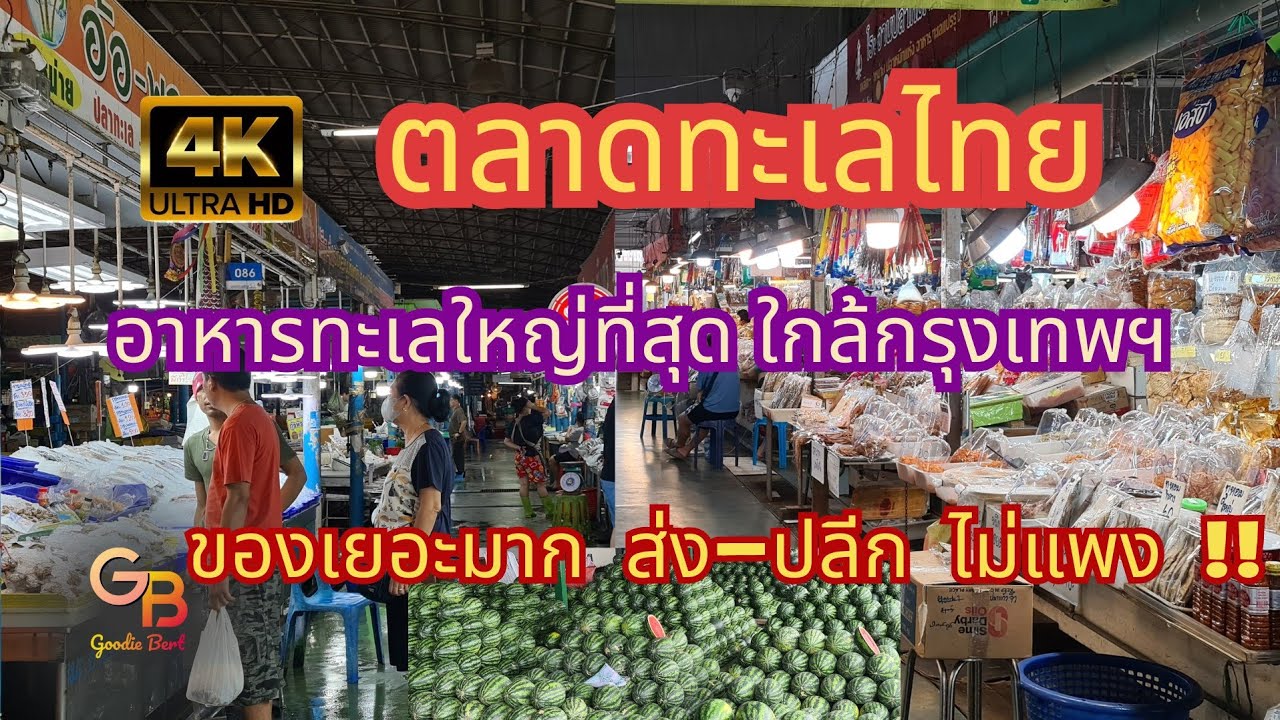 [4K] ตลาดอาหารทะเลใหญ่ที่สุด ใกล้ กทม. “ตลาดทะเลไทย” สมุทรสาคร ของเยอะมาก ส่ง-ปลีก ไม่แพง น่าชมมาก