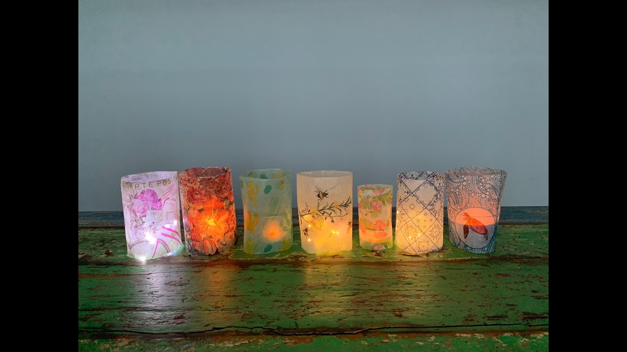 DIY schöne Windlichter/ Du brauchst nur Servietten und Kleber😃