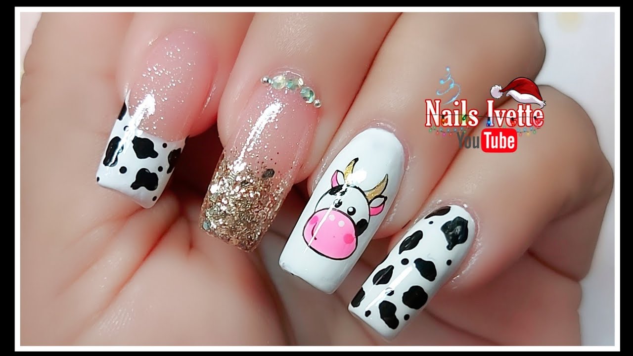 Diseño de uñas vaquita / Uñas decoradas / Decoración de uñas / Nail Art / Unhas decoradas