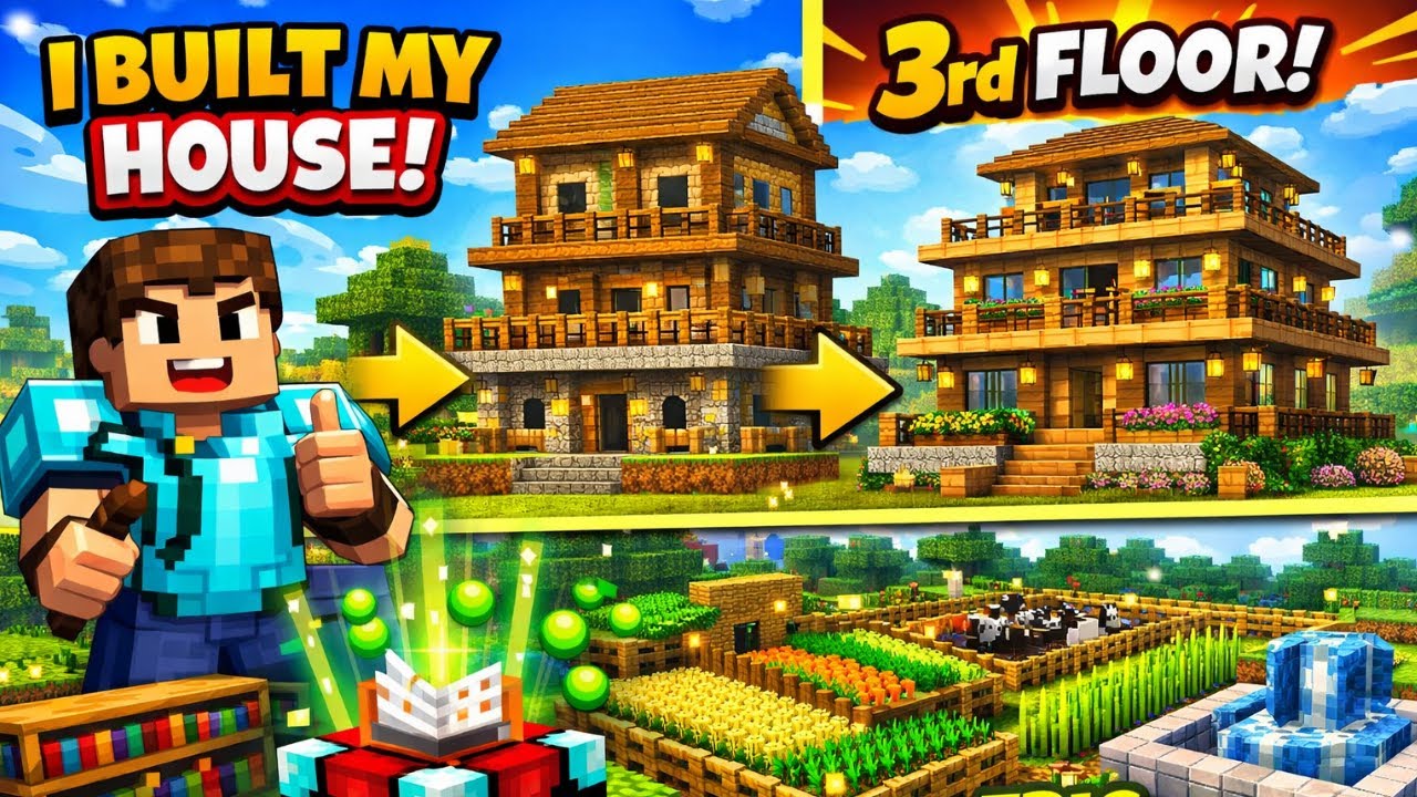 Building My 2nd & 3rd Floor + Expanding My Farm! | Minecraft