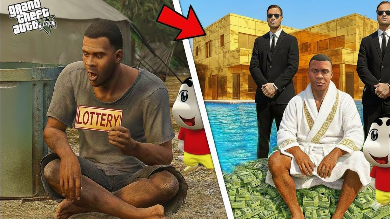 Franklin, Shinchan & Pinchan Win Lottery and Become the Richest in GTA 5! 💰😱 | GTA 5 Mods