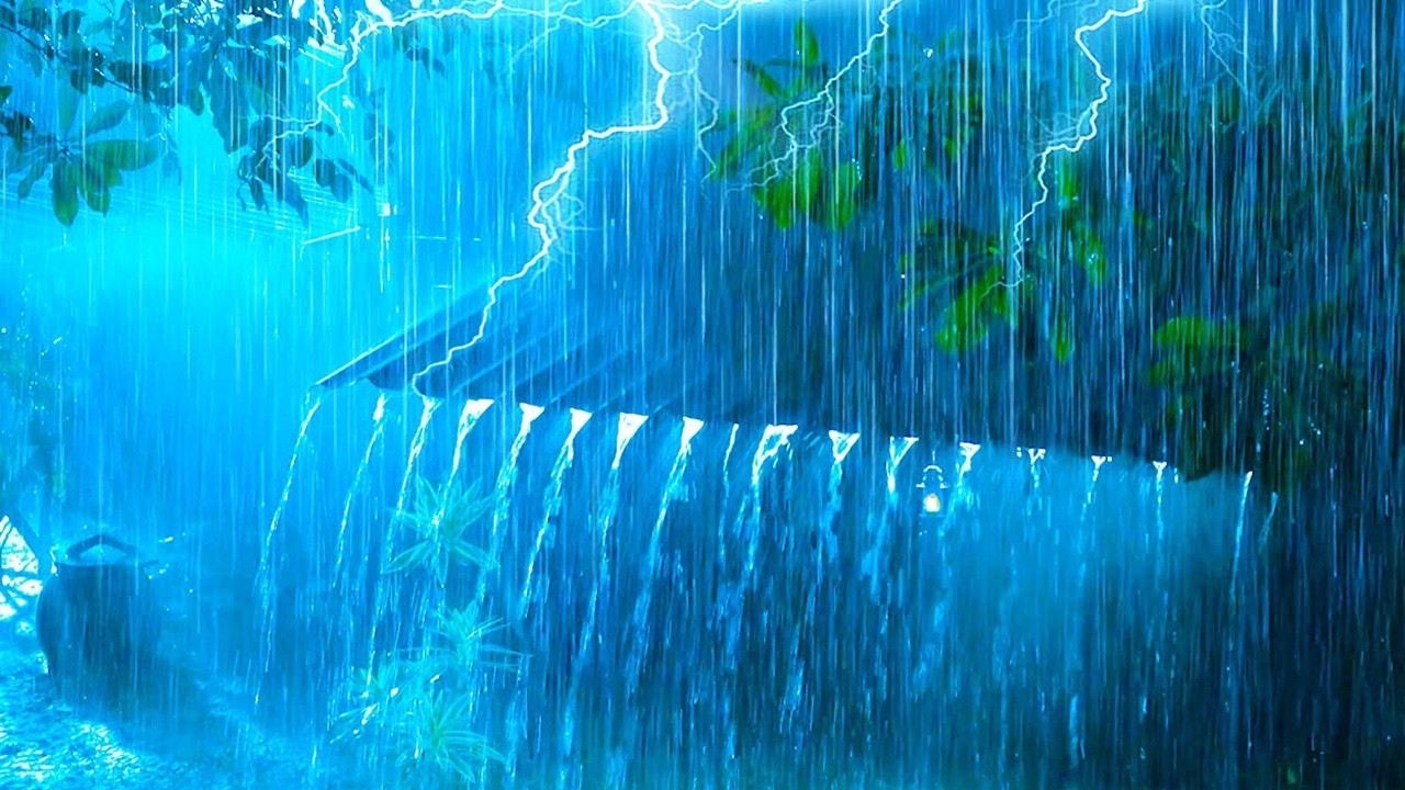 Heal and Generate Positive Energy with Intense Rain & Powerful Thunder on a Metal Roof at Night🌧️