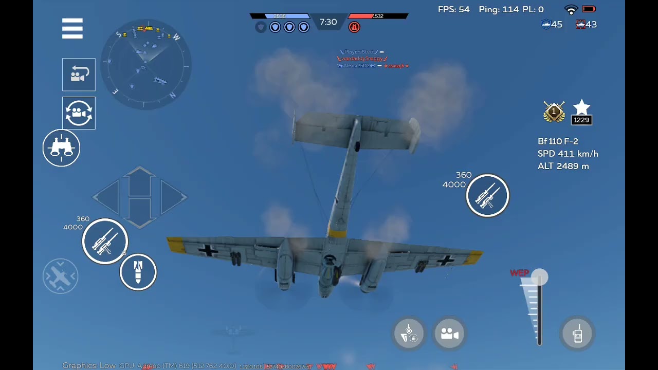 XP-55, Bf 109 E-3, Bf 110 F-2, P-61C-1 air battle gameplay #WTM 