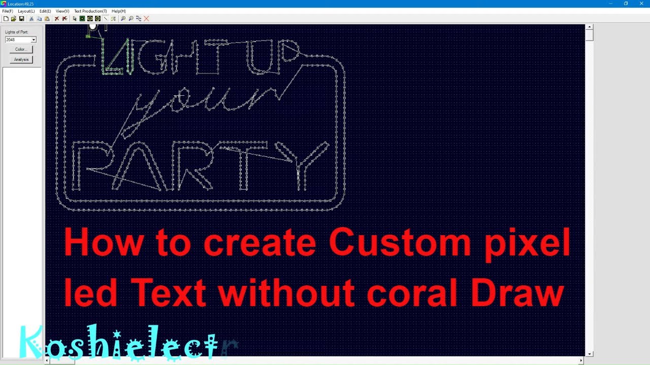 How to create Custom pixel led Text without coral Draw