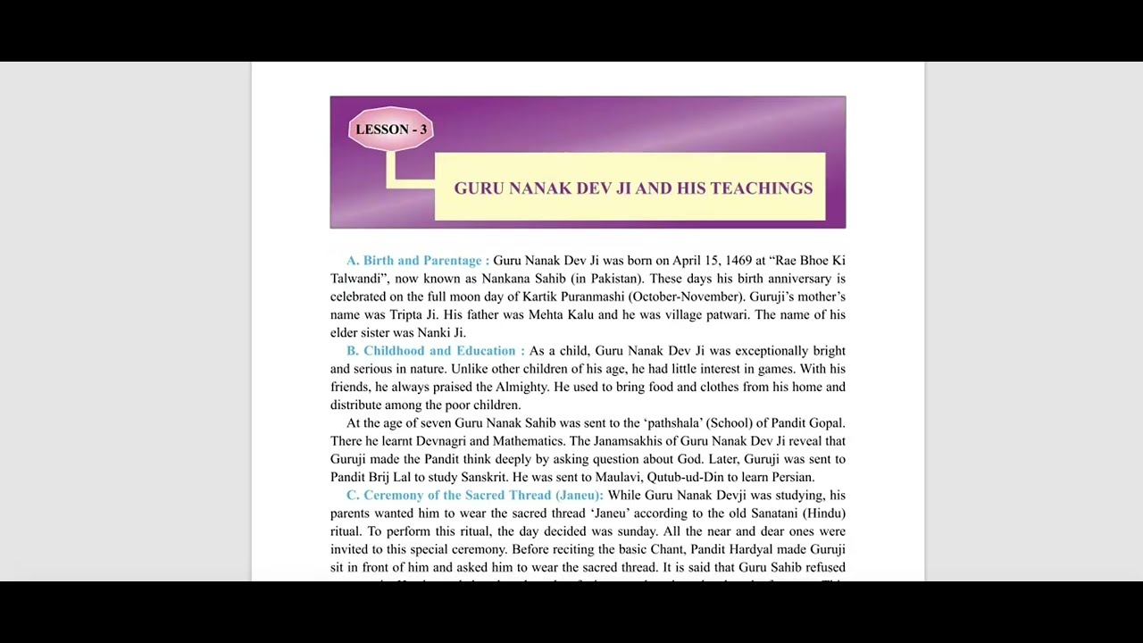 Chapter 3 Guru Nanak Dev Ji & His Teachings | Class 10 PSEB History | #GuruNanakDevJi #pseb