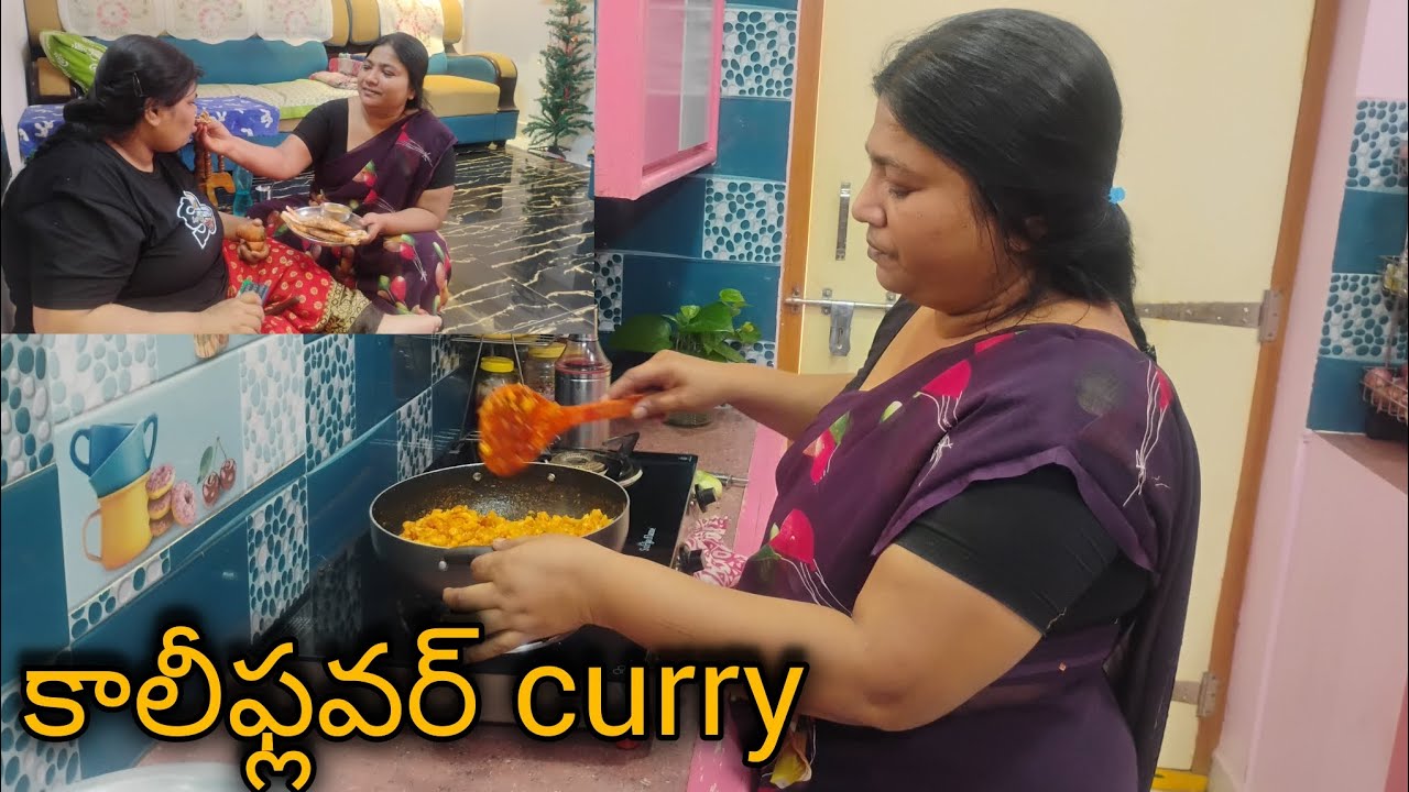 కాలీఫ్లవర్ పచ్చి చనగ పప్పు చింత పండు చారు తయారుచేసాను చూడండి...(cauliflavour curry)