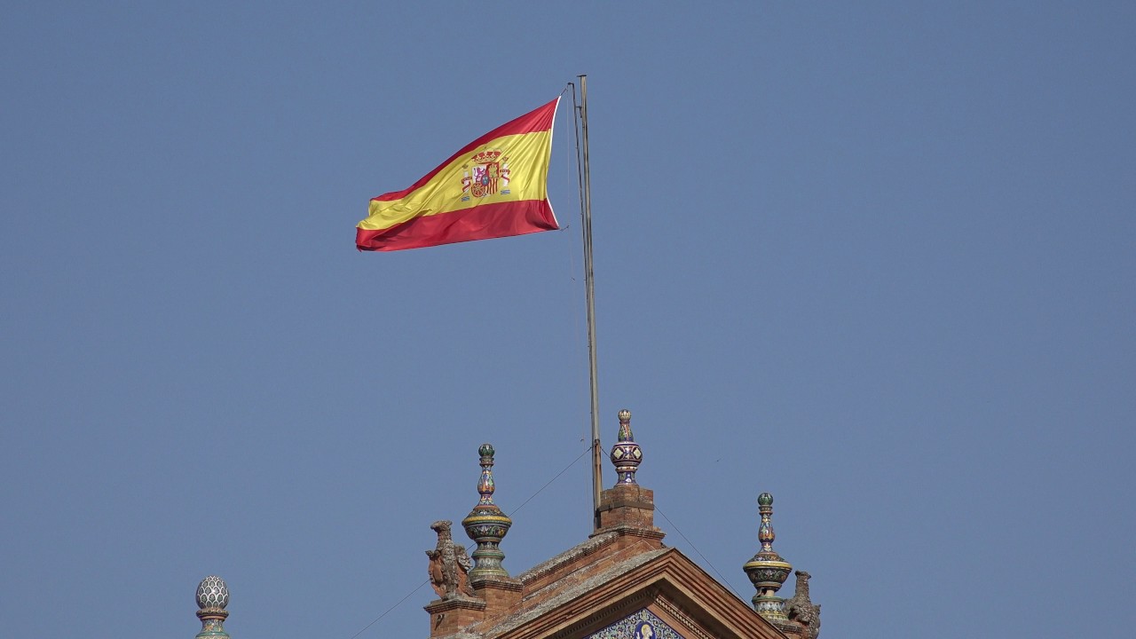 Spanish Flag On Flagpole