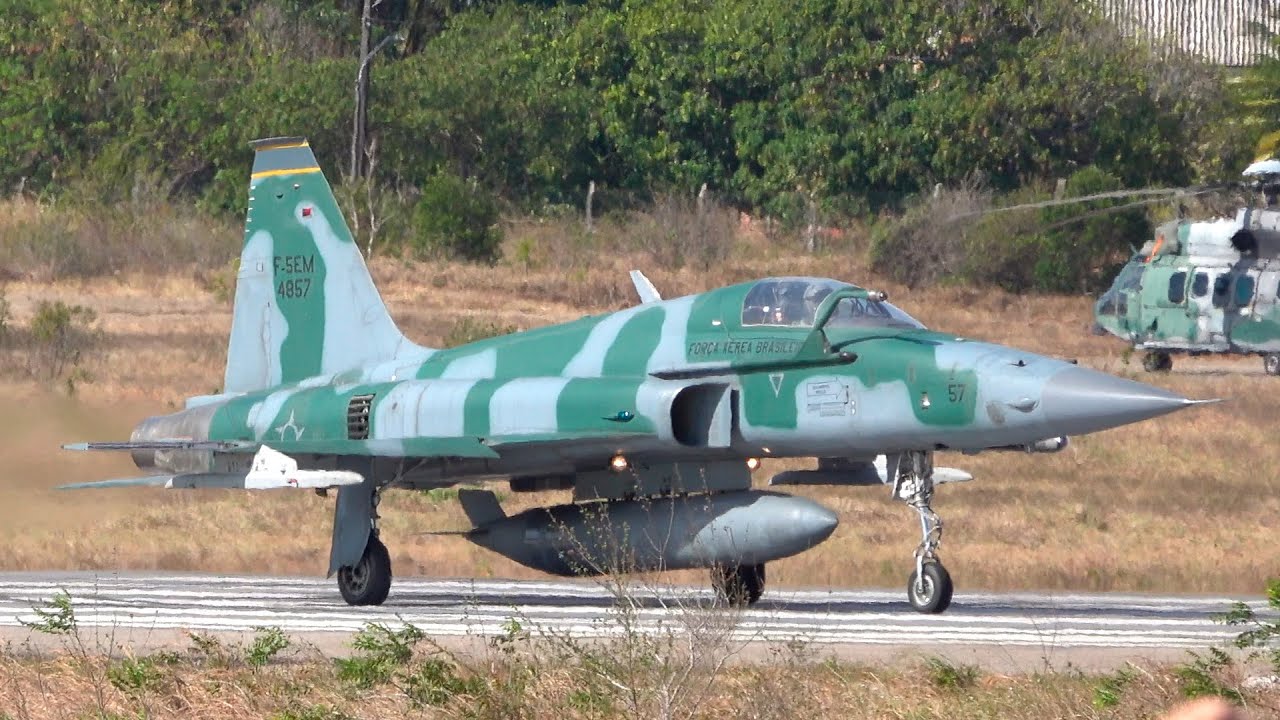 F-5, Embraer C-390, E-99 Aircraft Takeoff and Landing at Natal Air Base | CRUZEX