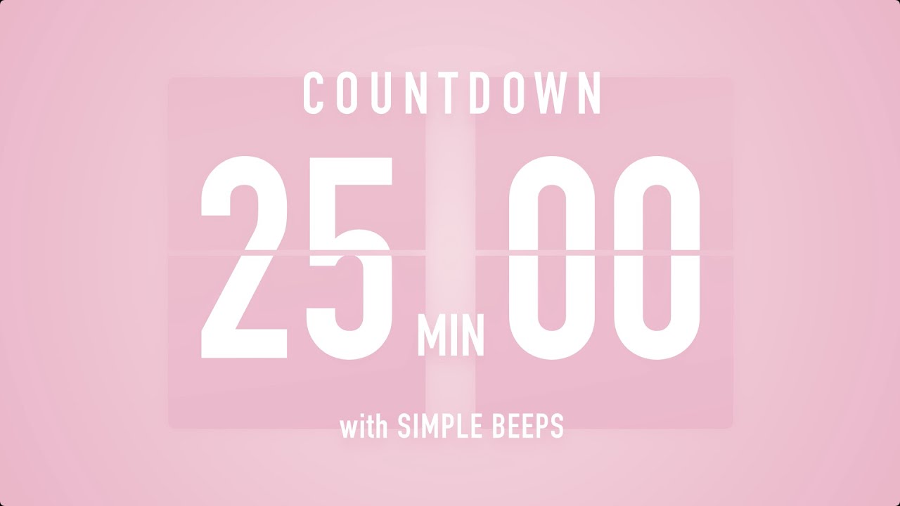 25 Minute Countdown Timer 🌸 Flip Clock with Simple Beeps 🔔