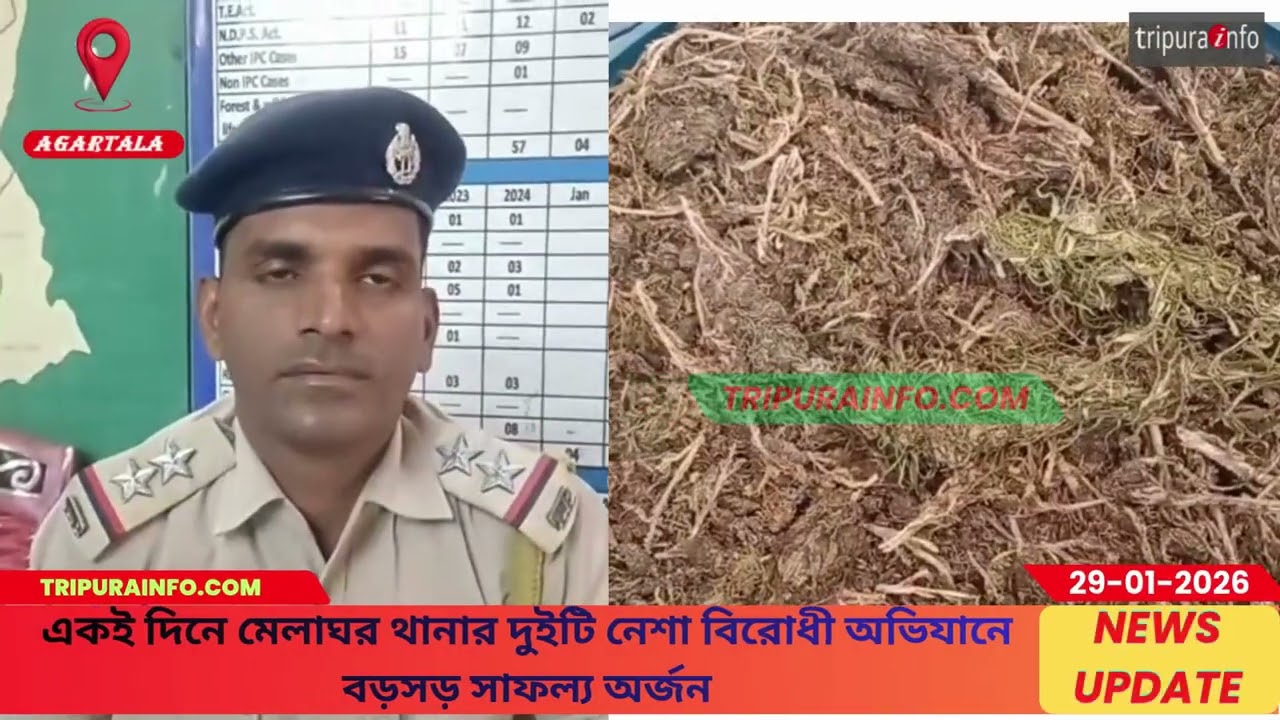 একই দিনে মেলাঘর থানার দুইটি নেশা বিরোধী অভিযানে বড়সড় সাফল্য অর্জন