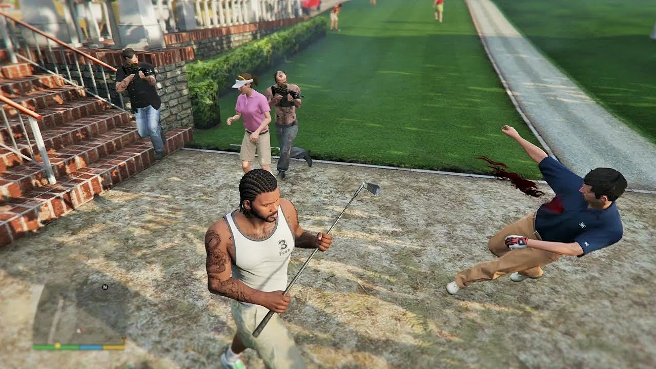 GTA 5 - Franklin, Michael and Trevor Five Star Escape From The GOLF CLUB! # 26