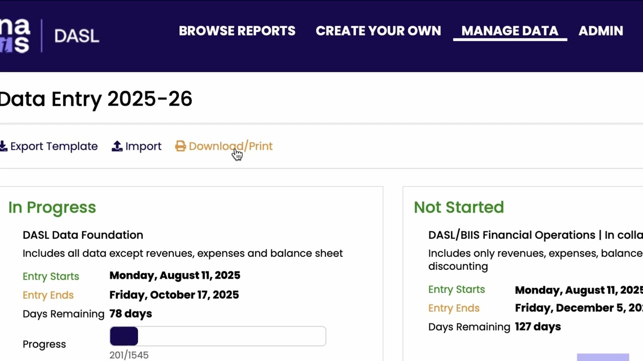 2025-2026 DASL Data Entry: Administrator Positions