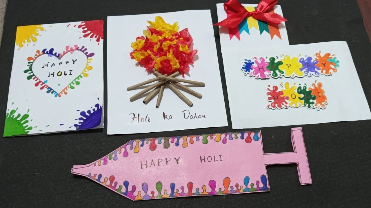 Happy Holi Card Ideas | Unique Greetings Card for Holi  | Card Making Tutorial 