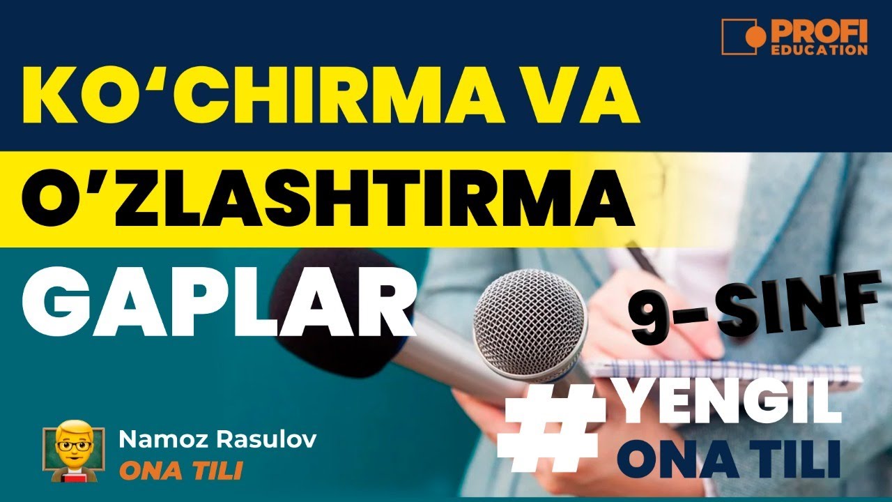 YENGIL ONA TILI. KO`CHIRMA GAPLI QO`SHMA GAPLAR.