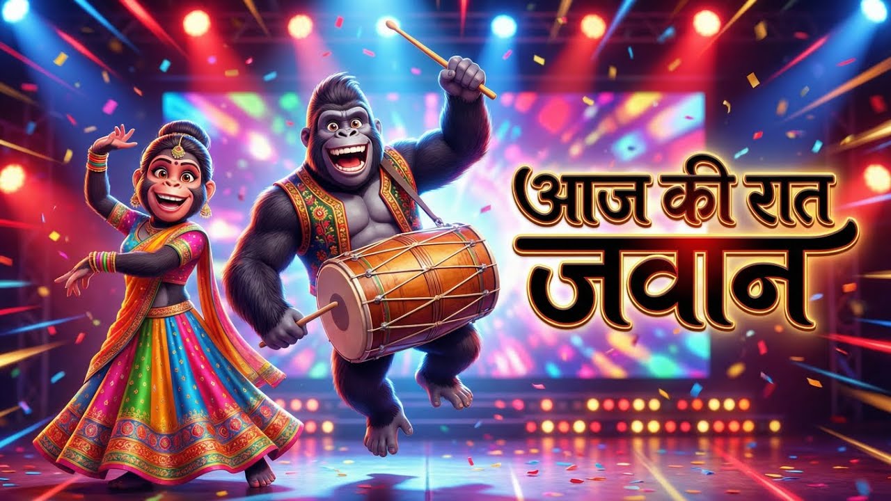 आज की रात जवान | Cute Gorilla Dance Song 🦍💃 | Fun Bollywood Cartoon Dance
