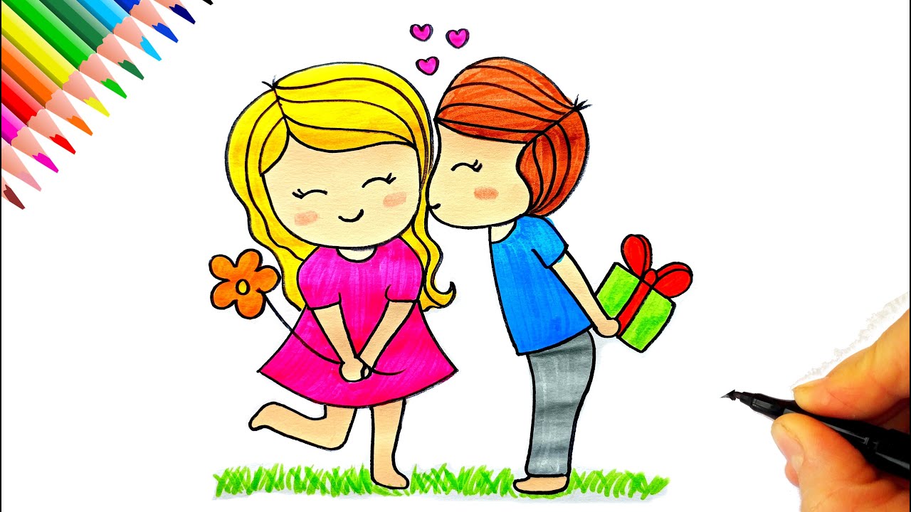 Sevimli Aşk Çizimi 💕 | Kolay Çocuk Çizimi - Cute Love Drawing 💕 | Easy Drawing for Kids
