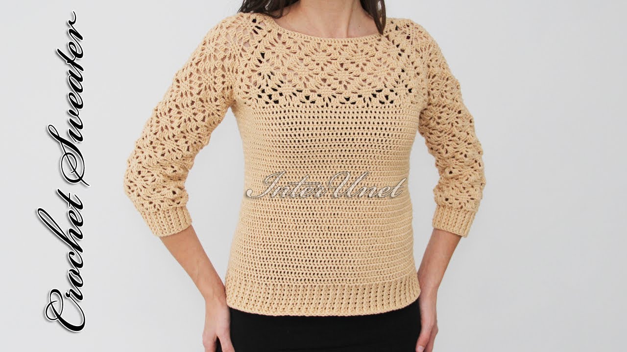 Lace sweater crochet pattern