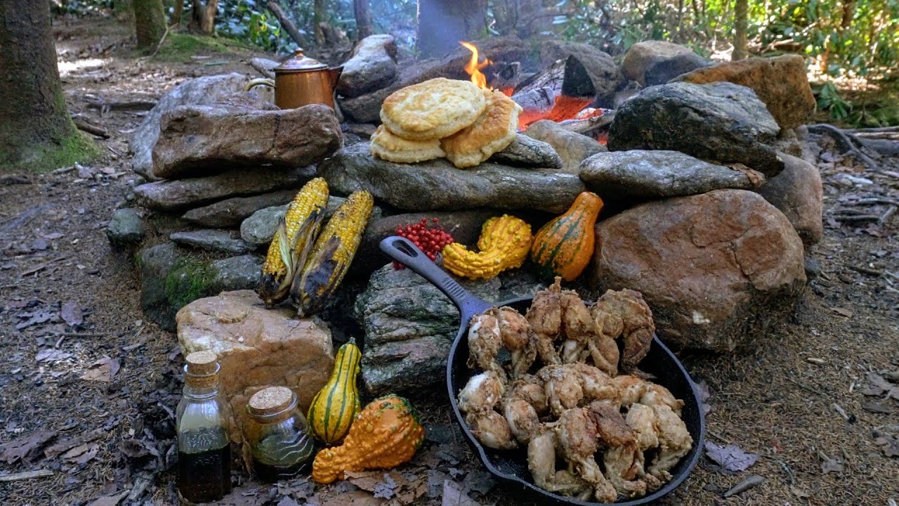 Cherokee Frog Legs and BEST Fry Bread in a Stone Fire Pit ● ASMR ● Appalachian Campfire Cooking