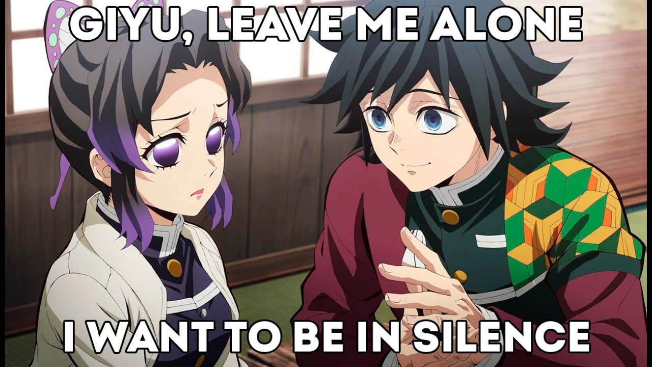 Giyu and Shinobu have swapped places. Now, Shinobu is sad and silent, while Giyu is cheerful.