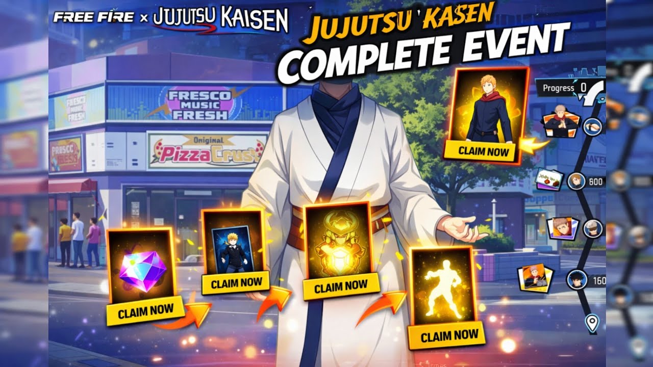FREE ALL REWARD JUJUTUS KAISEN EVENT 🤯| JUJUTSU AWAKENING EVENT IN FREE FIRE 🔥 FREE FIRE NEE EVENT 