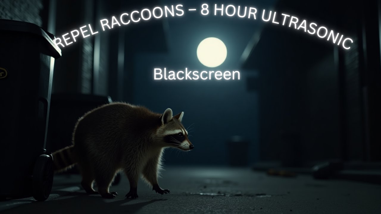 8 Hour Raccoon Repellent Sound | Ultrasonic High Frequency | Repel Raccoons – No Light | Blackscreen