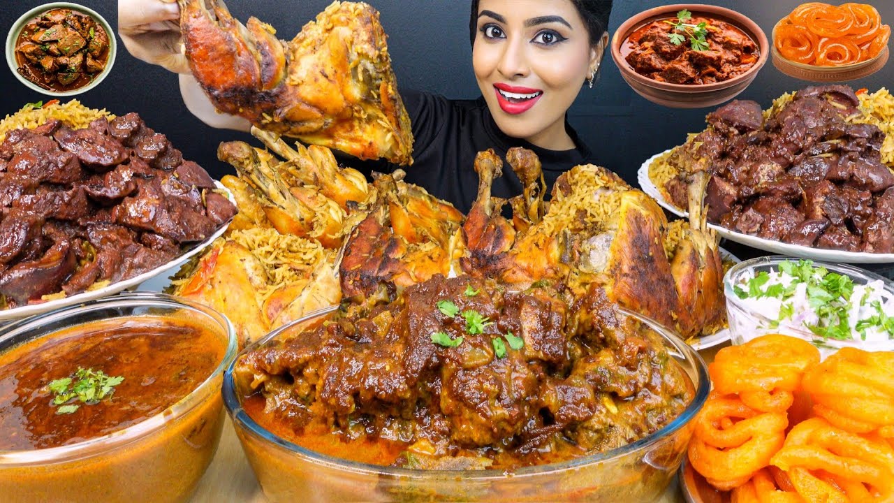 ASMR Eating Spicy Mutton Bhuna,Chicken Tangdi Curry,Biryani,Egg Masala Big Bites ASMR Eating Mukbang