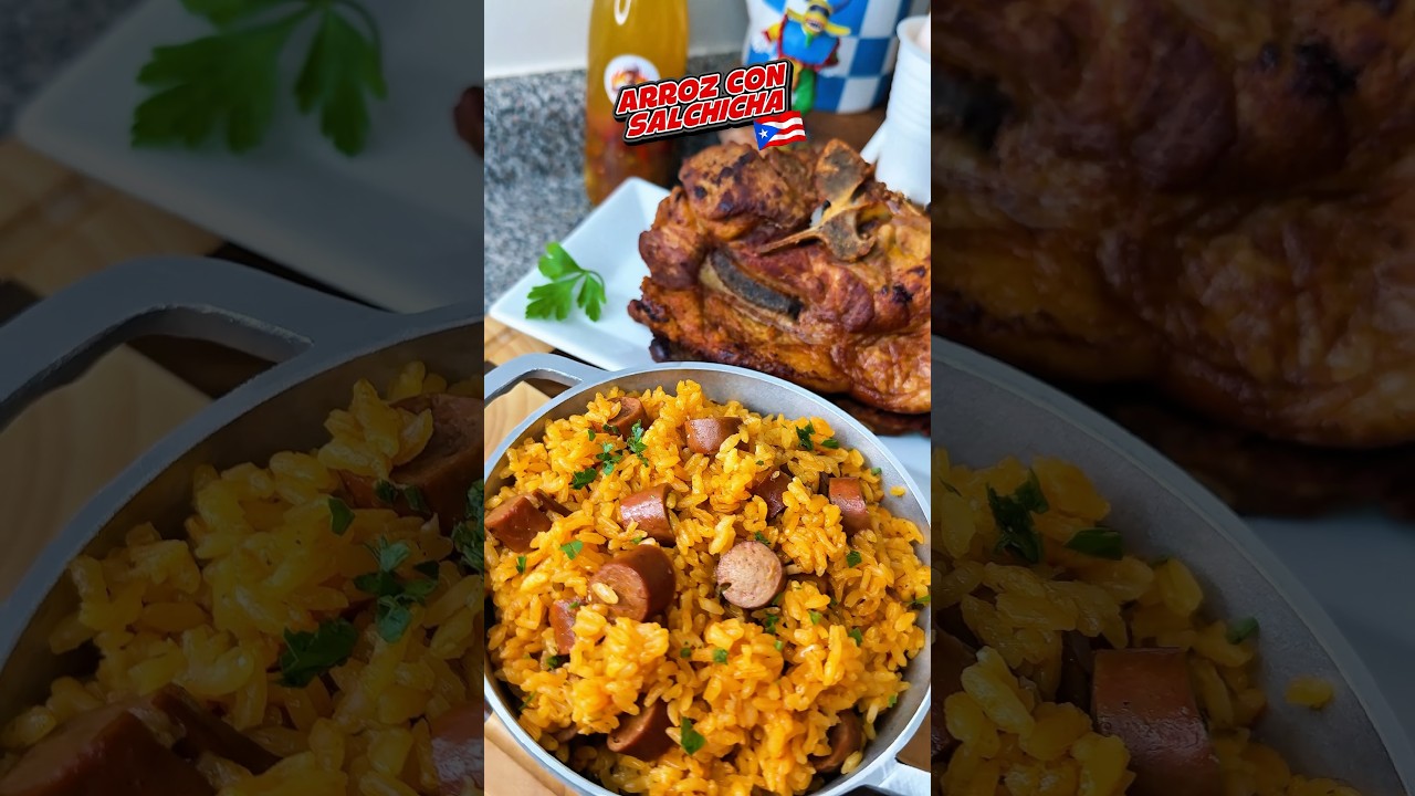 Arroz con salchicha Puerto rican coking #puertorico #boricua #viralvideo #recipe #puertorican #cook