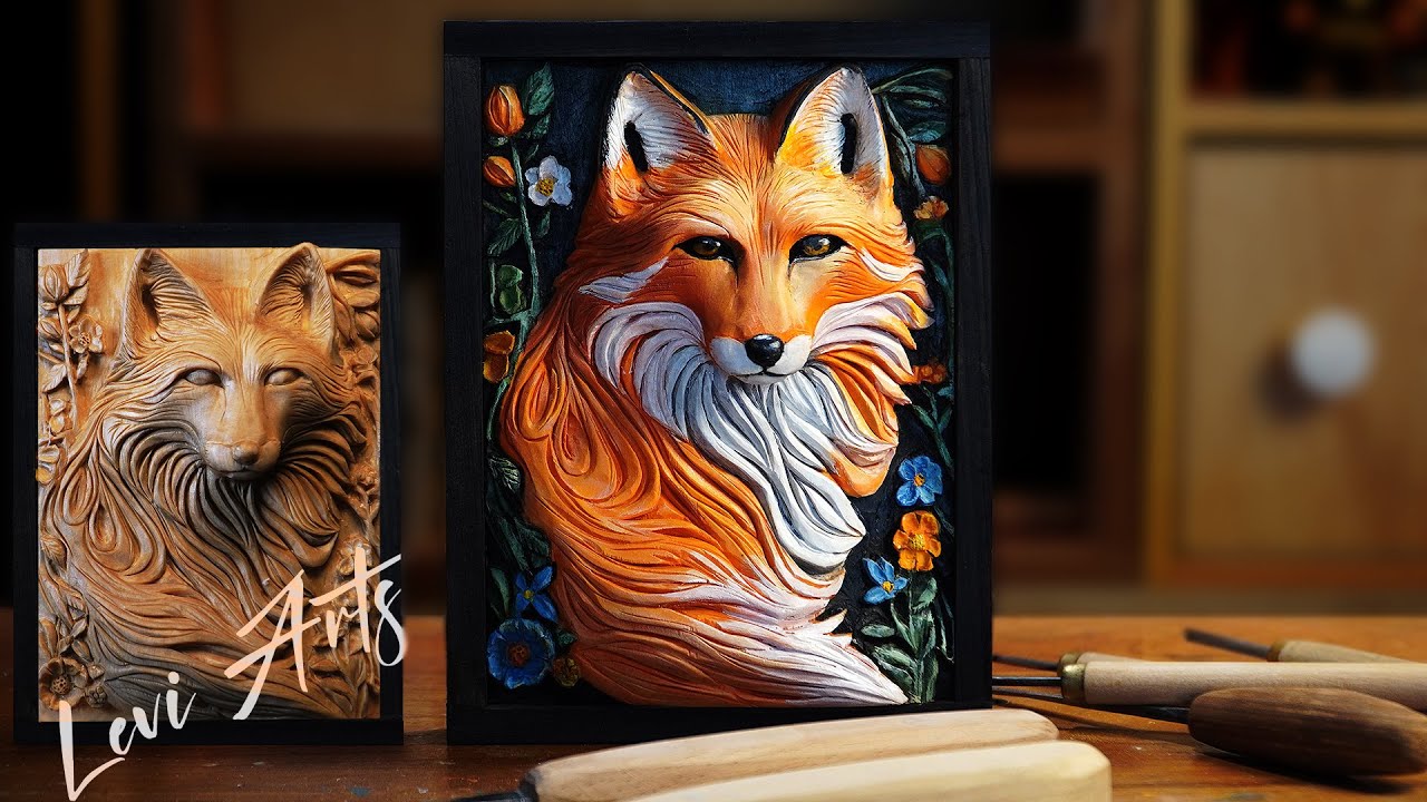 Wood carving, relief carving-how to carve a beautiful fox-the complete process