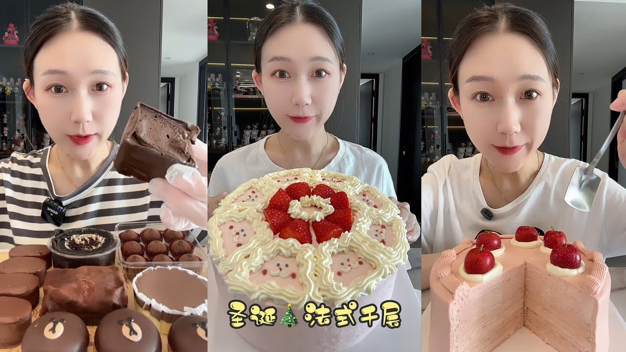 ASMR Challenge Eating Dessert 🍰🎂 Cake Cream chocolate cheesecake 😋#dessert #cake #asmr 