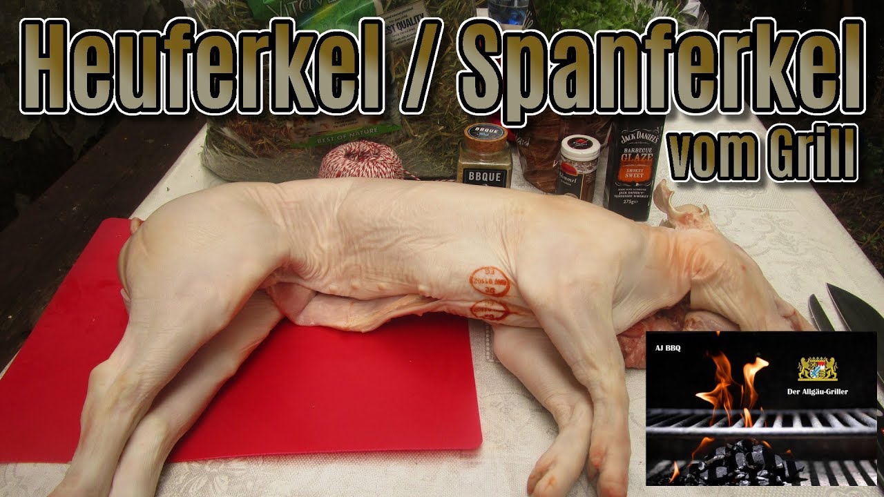 Spanferkel/Milchferkel mit Heu und Brennnessel gefüllt vom Vertikalgrill - AJ BBQ on Tour #57