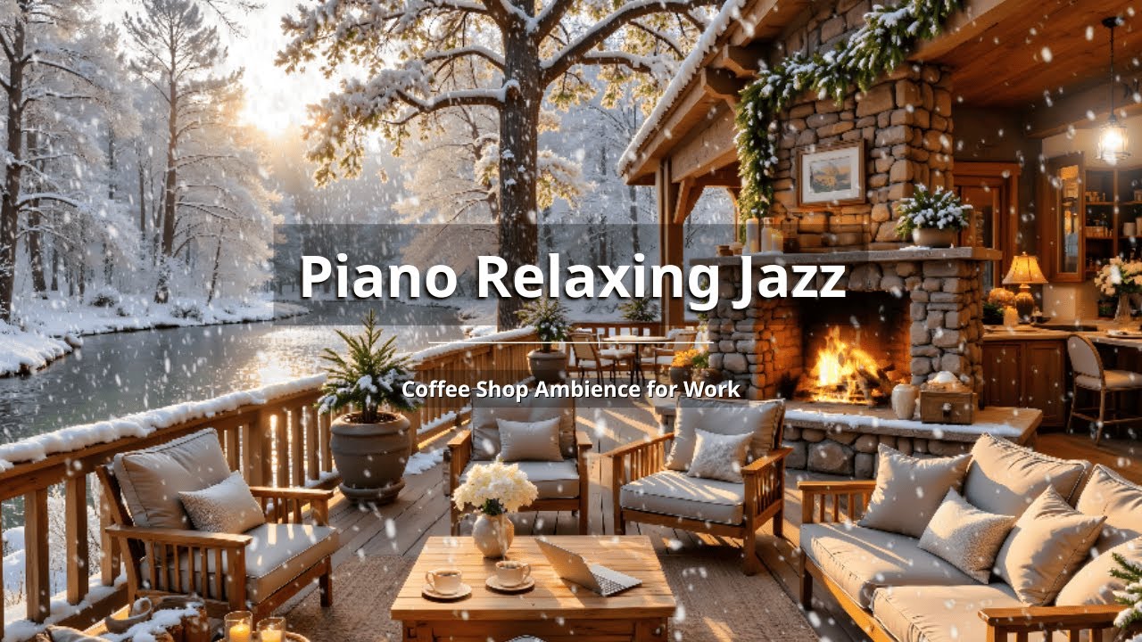 NO ADS | Soft Jazz Background Music & Calm January Winter Morning at Cozy Coffee Shop Ambience