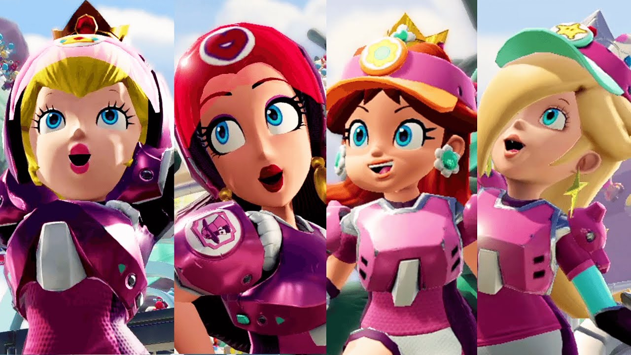 Mario Strikers Battle League - Peach Pauline Daisy Rosalina Gameplay - Team Girls Vs Team Boys