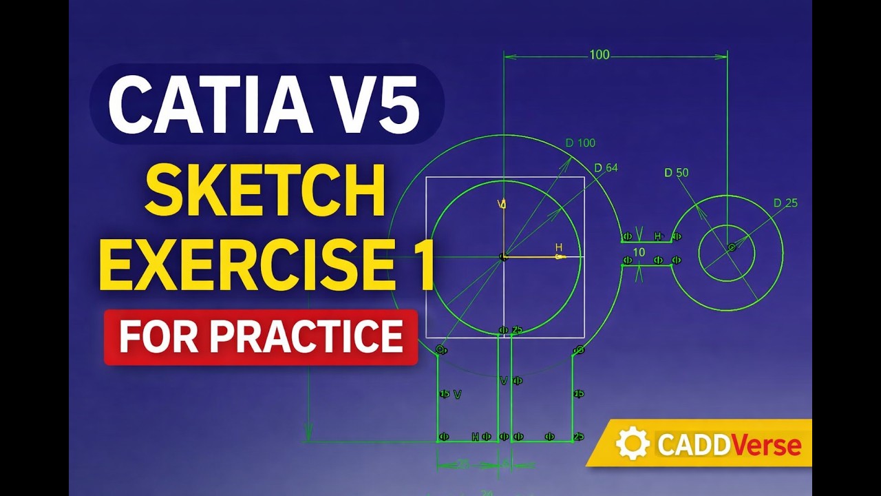 CATIA V5 Sketch Exercise 1 | Sketcher Practice #catiav5 #catiatutorial