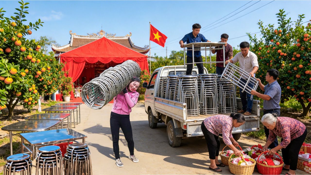 Use Truck To Transport Wedding Theaters - Transport Many Bricks And Sand to Trieu Thi Chuong