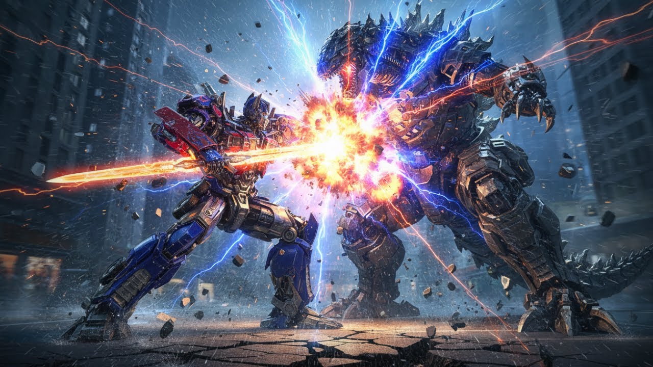 Optimus Prime Vs Mechagodzilla: ULTIMATE METAL CLASH In The Neon City