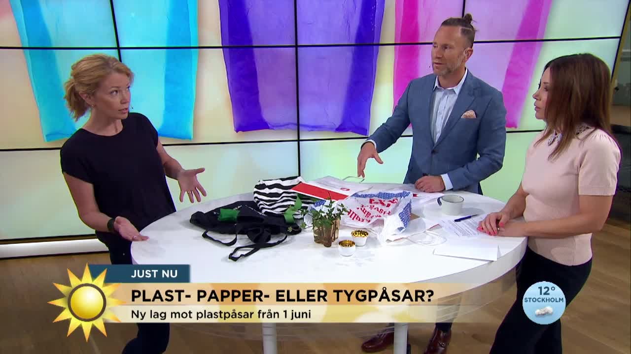 Vilken påse är bäst för miljön - papper, plast eller tyg?  - Nyhetsmorgon (TV4)