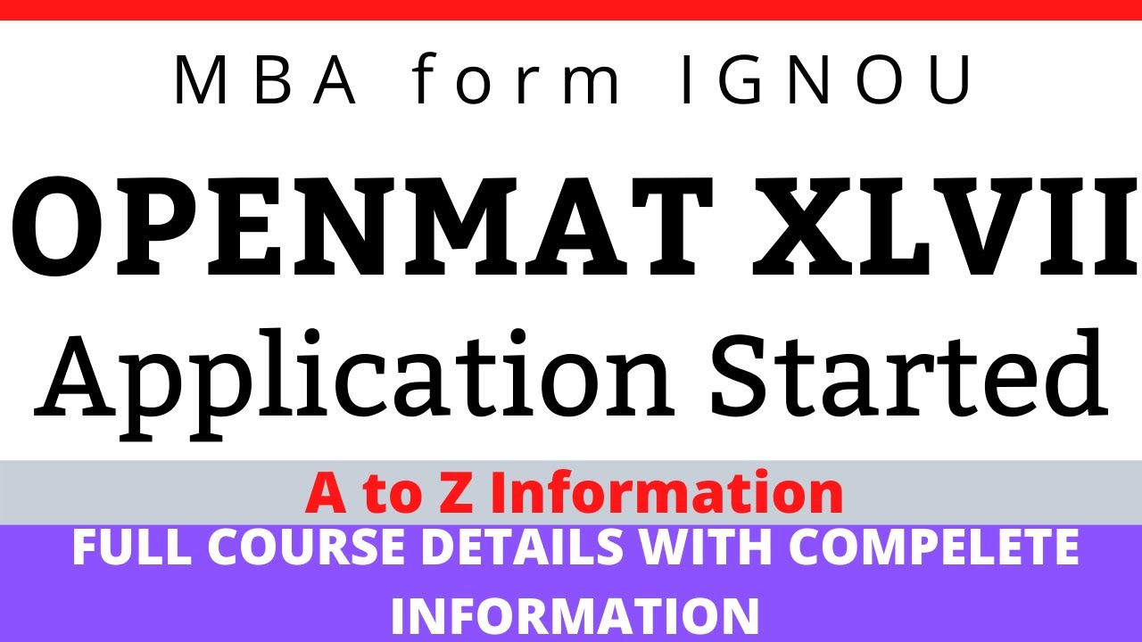 OPENMAT XLVII Application Out II Full Details II MBA From IGNOU II Studycoach