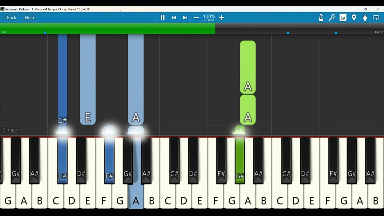 Paaduvaen Paaduvom Keyboard Notes E Major 4/4 Tempo 73 | Bennet Christopher | பாடுவேன் பாடுவோம்