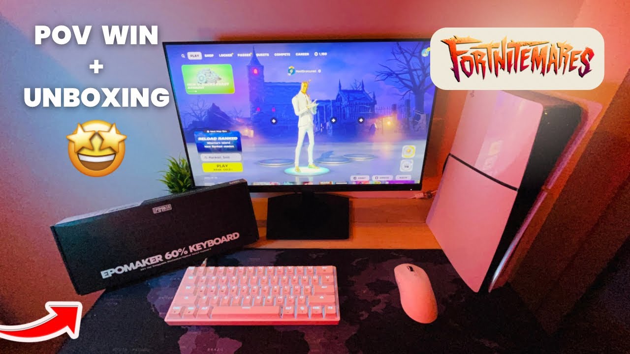 4K ASMR Keyboard Unboxing 😍 Epomaker GK61 + Fortnite Ranked Win 🤩⌨️