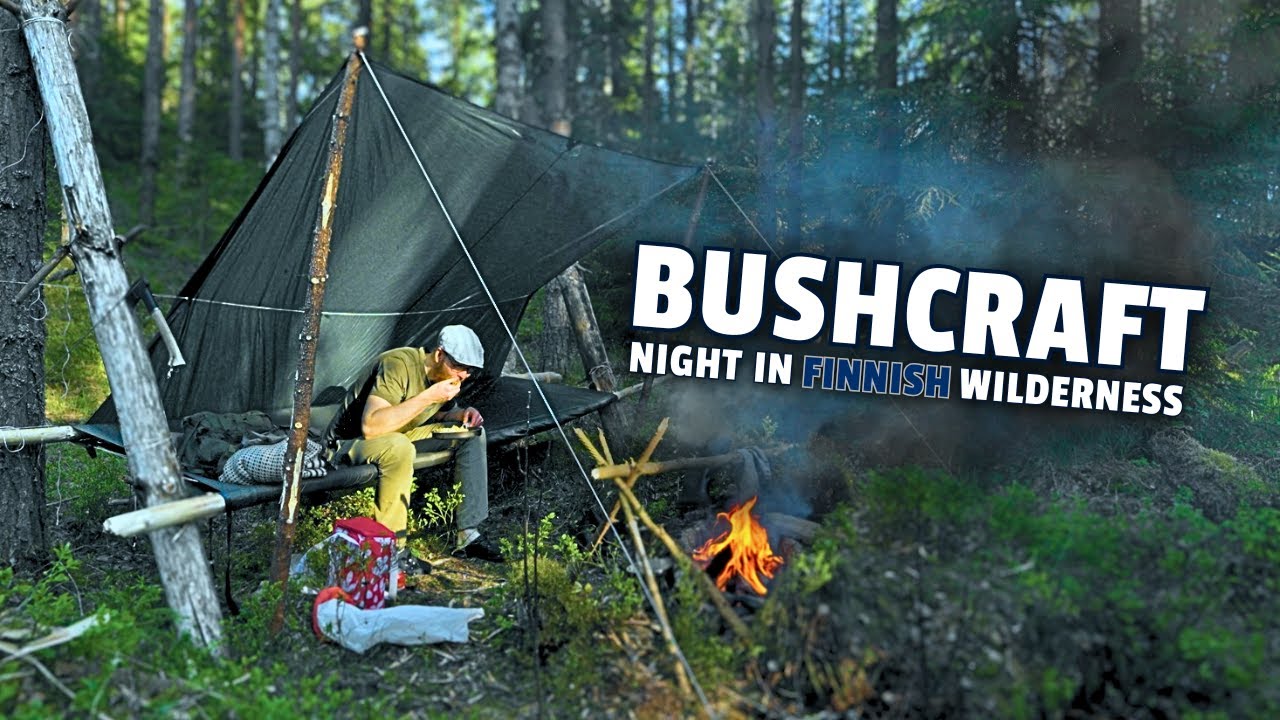 Один в финской глуши — без палатки, только брезент [BUSHCRAFT]