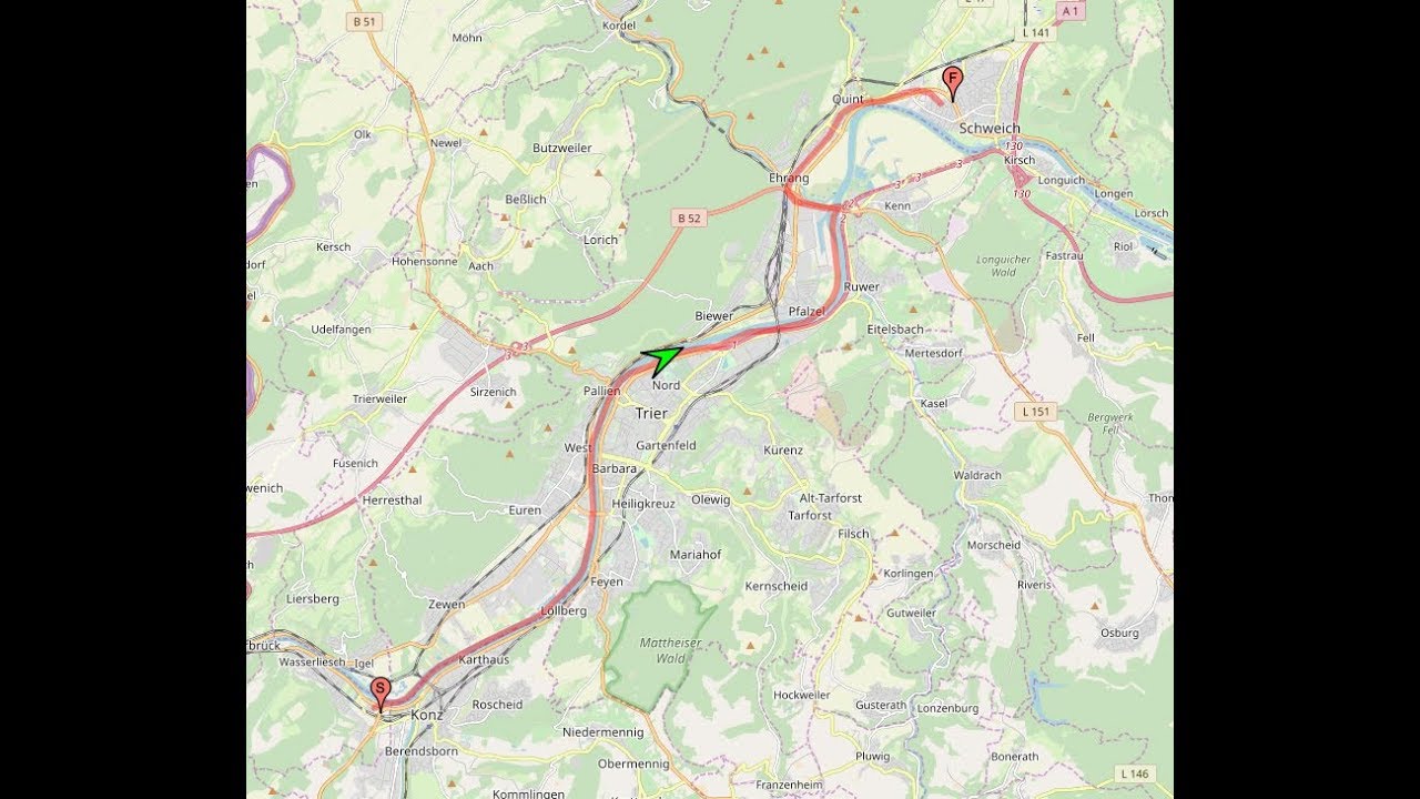 Autofahrt im Moseltal/TR: Konz ---:--- Schweich