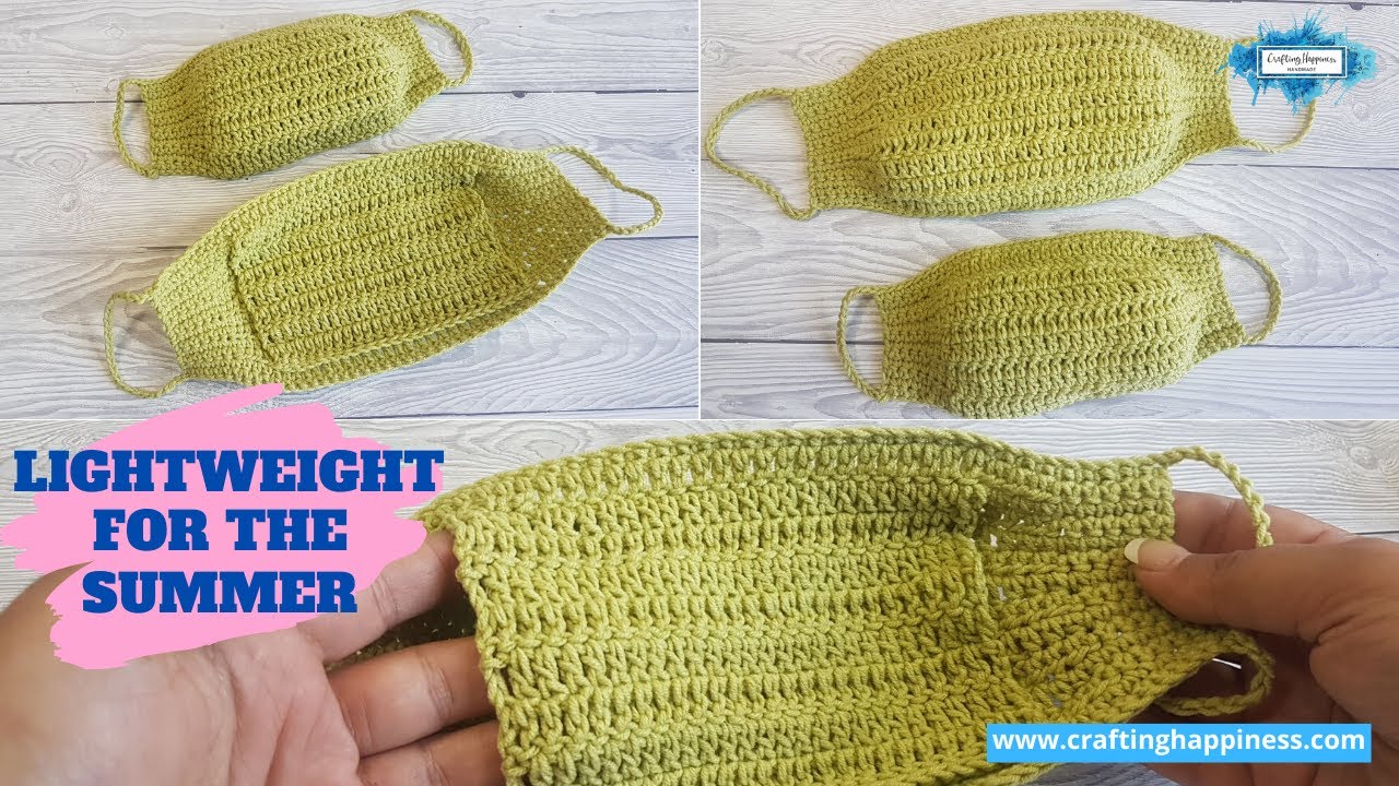 Easy Crochet Face Mask With Filter Pocket | Crafting Happiness