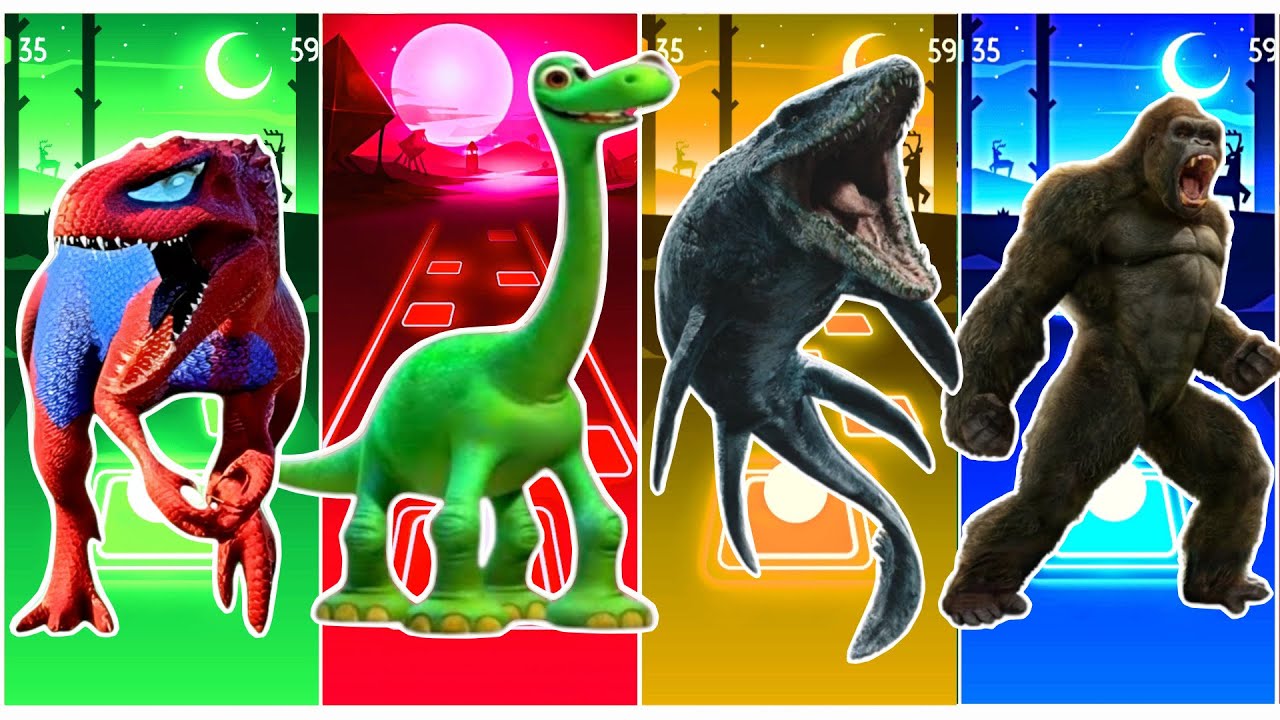 Dinosaur spider man🆚 Dinosaur 🆚 Shark 🆚 King Kong  || Coffin Dance Song Tiles Hop Edm Rush