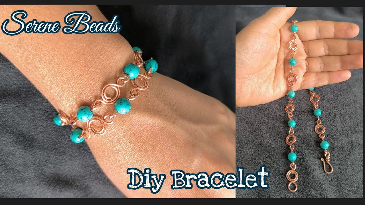 Wire bracelet for beginners | Copper wire bead bracelet | Link chain bracelet tutorial