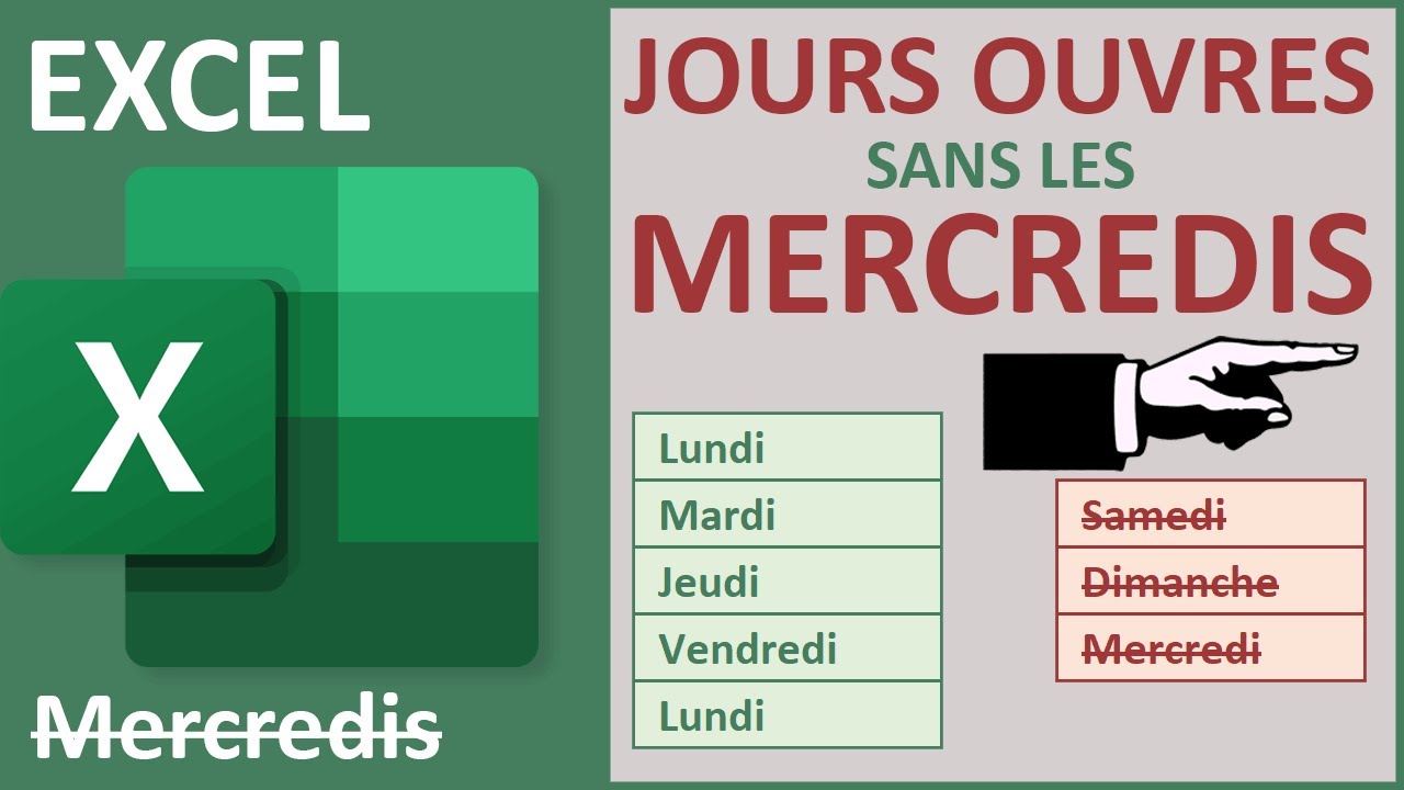 Jours ouvr&eacute;s de l'ann&eacute;e sans les mercredis avec Excel