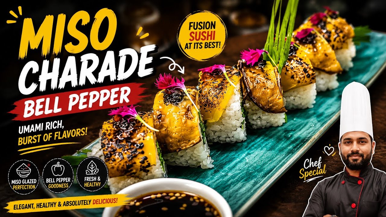Miso Charade Bell pepper Sushi recipe | Veg Sushi Roll