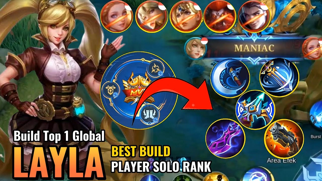 EMBLEM BUILD LAYLA BEST MANIAC | MONSTER!! GOLD LANE DI PATCH TERBARU DAMAGE TERSAKIT LAYLA - MLLB