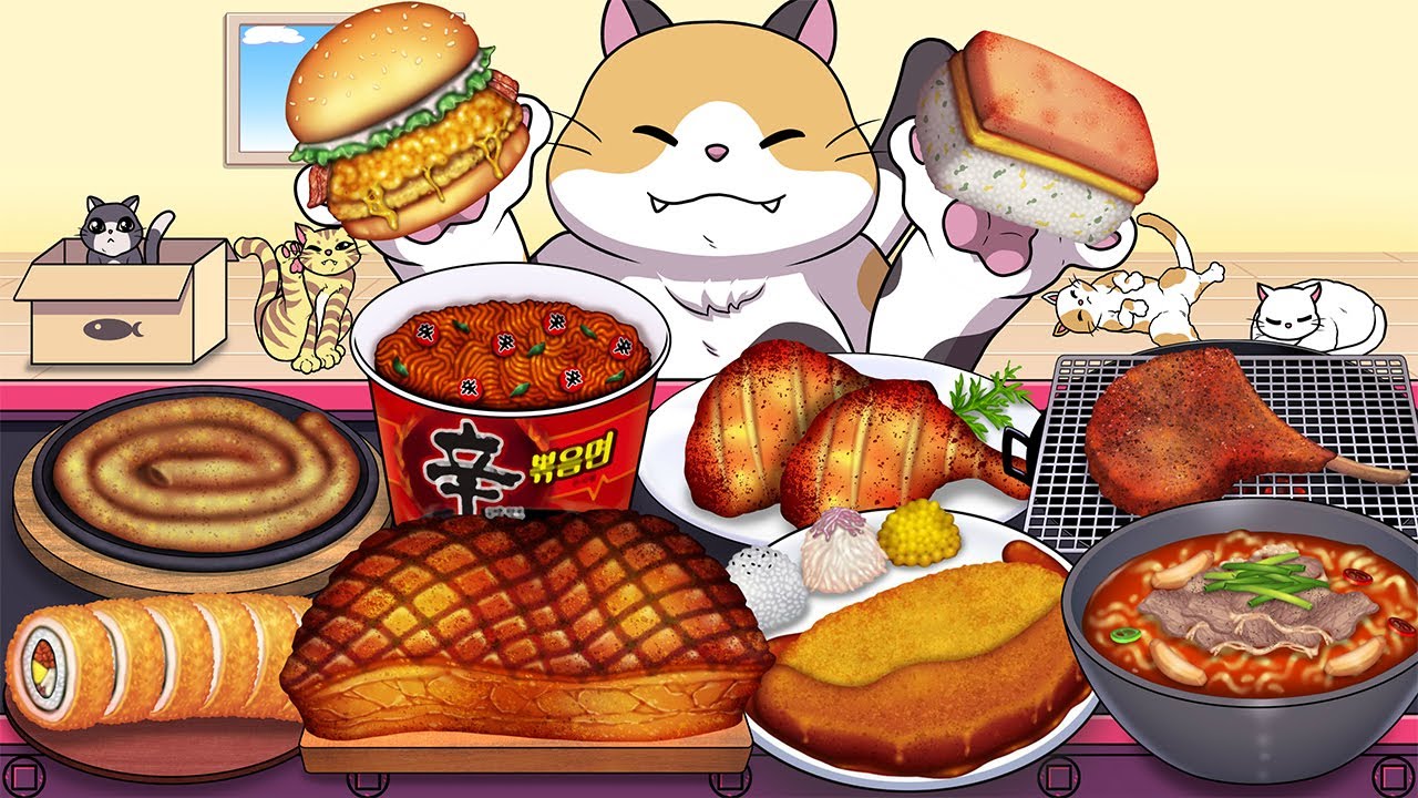 Mukbang Animation Food fighter cat COMPLETE EDITION 1
